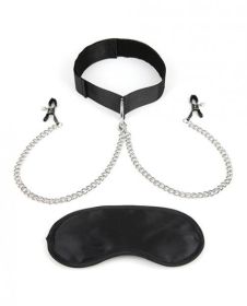 Lux Fetish Collar & Nipple Clamps Adjustable Pressure Lux Fetish Collar & Nipple Clamps Adjustable Pressure